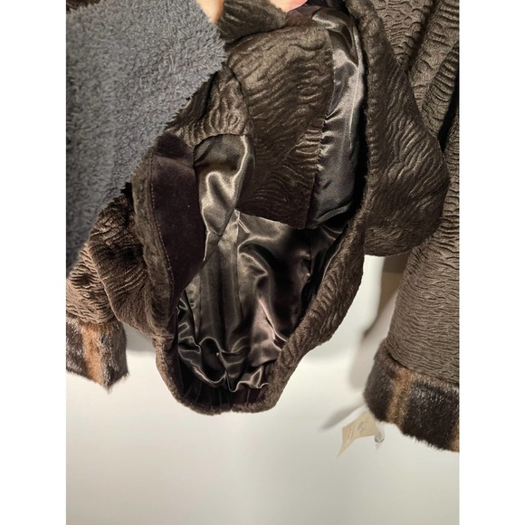 NEW NWT Tasha Polizzi Brown Textured Jacket Faux Fur Collar & Cuffs S M L XL - Picture 10 of 11